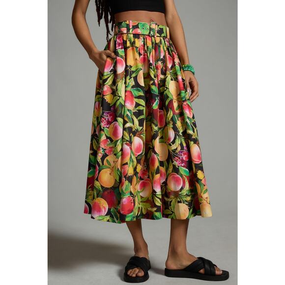 NWT Anthropologie Maeve Fruit Belted Maxi Skirt - Size 12 - Picture 2 of 8